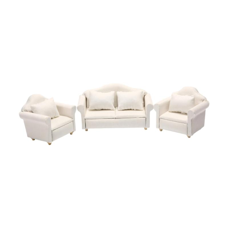 1:12 Miniature Sofa Model Figurine For Doll House With Wooden Frame And Soft Fabric Cover For Realistic Scene Decoration
