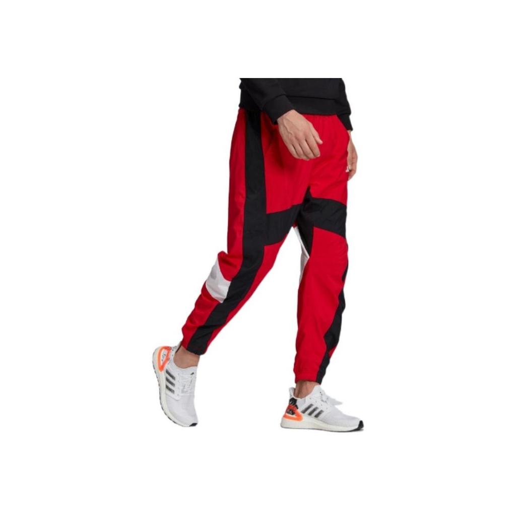 Adidas Logo Print Drawstring Joggers Men Bottoms Red FL4685