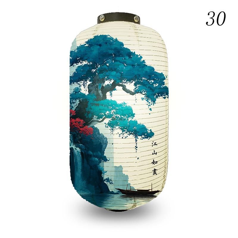 

Chinese Traditional Landscape Ink Lantern Forest Lake Foggy Misty Pine Tree Pattern Lantern Home Party New Year Outdoor Decor 20x35cm
