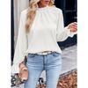 Fashion Elegant Long Sleeve Jacquard Women Blouse Loose Simple Office Shirt Female Stand Collar Solid Color Vintage Tops 3303
