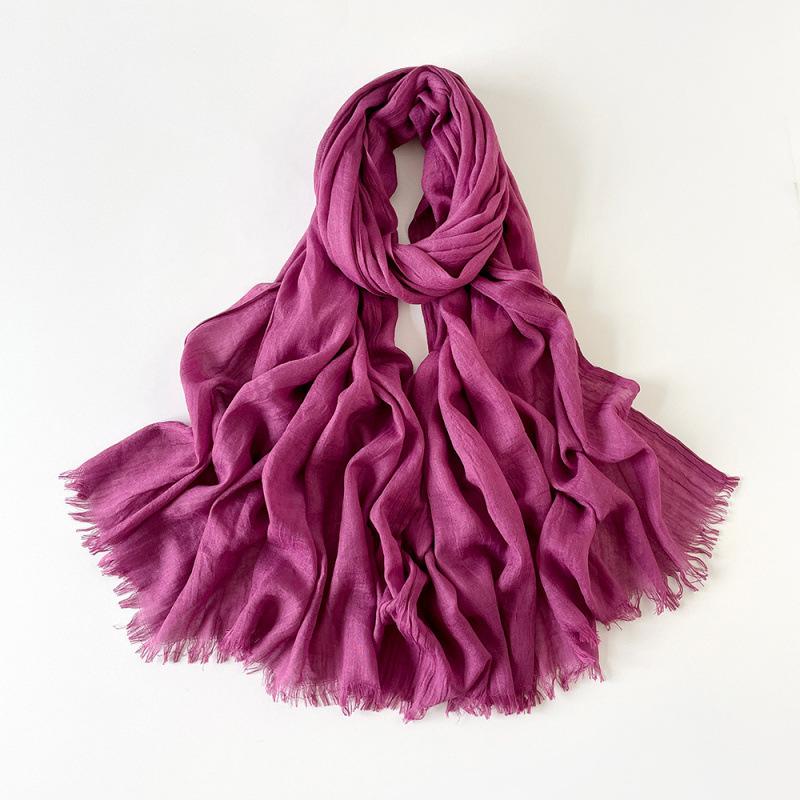 180 * 90 Cotton And Linen Scarf Sunscreen Folds Solid Color Human Cotton Silk Scarf Shawl Multi-Color Yarn Headscarf Women