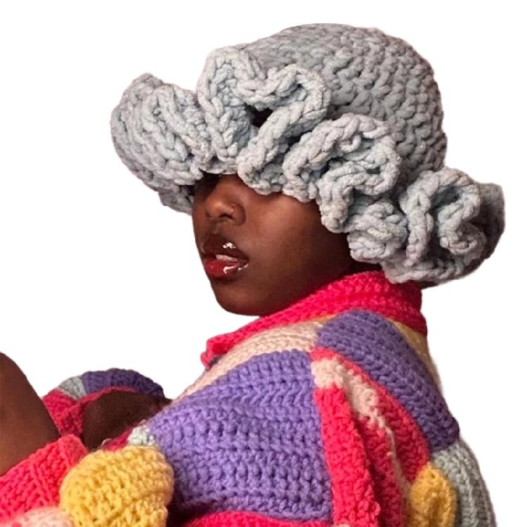 Mädchen Übergroßer Hut Handgewebter Hut Handgewebte Rüschen für Urlaub Foto-Requisiten