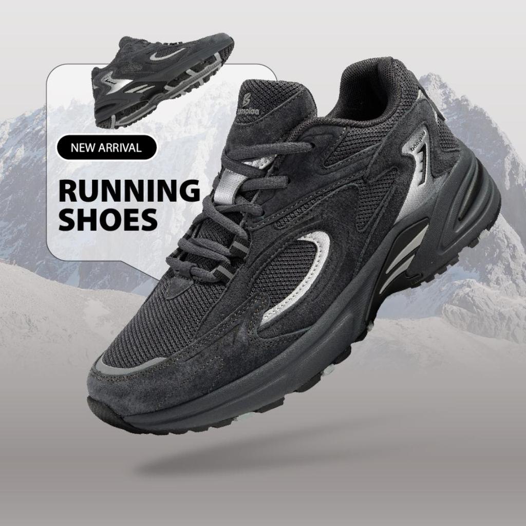 Men's Running Shoes Leather + Mesh Breathable Non-Slip Men's Outdoor Wear Sports Lightweight Running Basketball Shoes