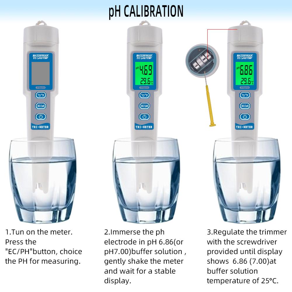 New Digital 3 In 1 PH EC TEMP Meter Multi-parameter Drink Water Quality Tester for Aquarium, Pools PH Monitor Meter 50% Off