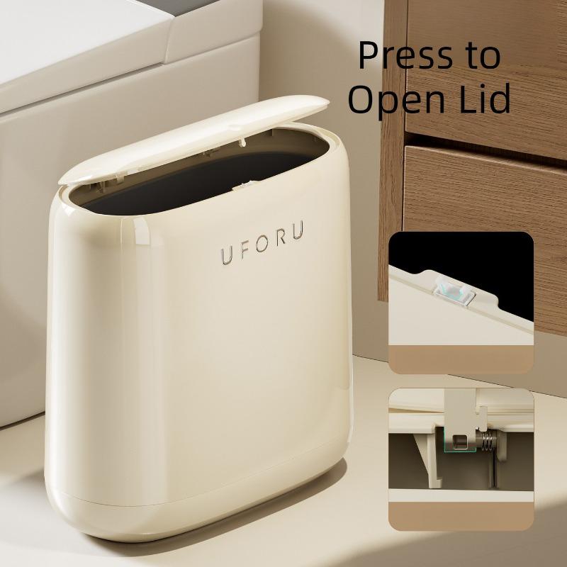 Bathroom Narrow Trash Can Plastic Press Cover Trash Bin Durable Luxury Litter Bins Waterproof Large Capacity Kitchen Dustbin