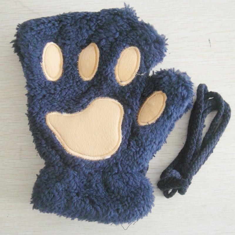 Winter Cute Cartoon Cat Girl Fingerless Gloves