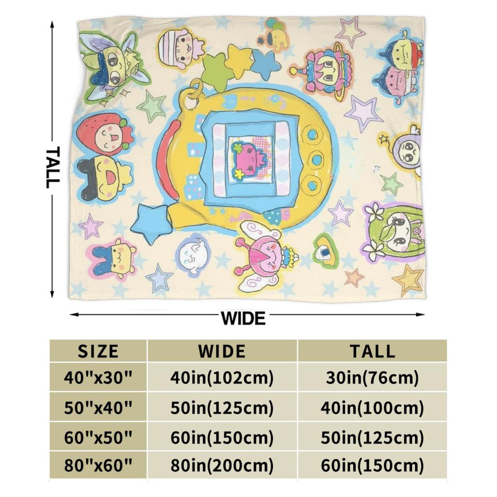 Tamagotchis Cartoon Blankets Fleece Electronic Pets Ultra-Soft Throw Blankets for Bedding Couch Bedspread