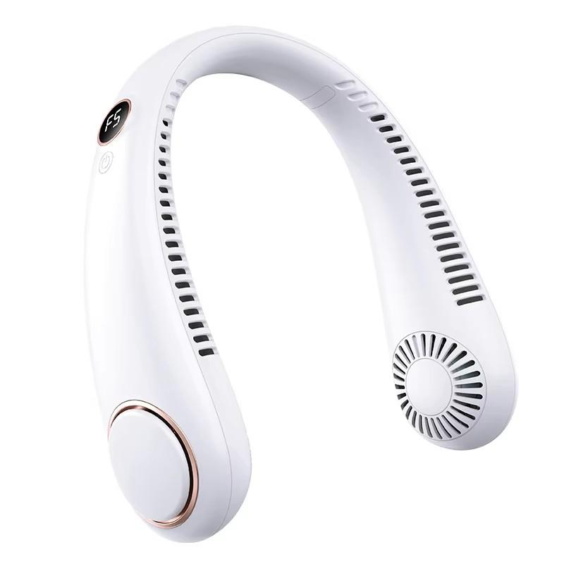 New Mini Neck Mounted Fan Portable Bladeless Neck USB Rechargeable Air Cooler 5 File Speed Summer Sports Fan Outdoor Sports Fans