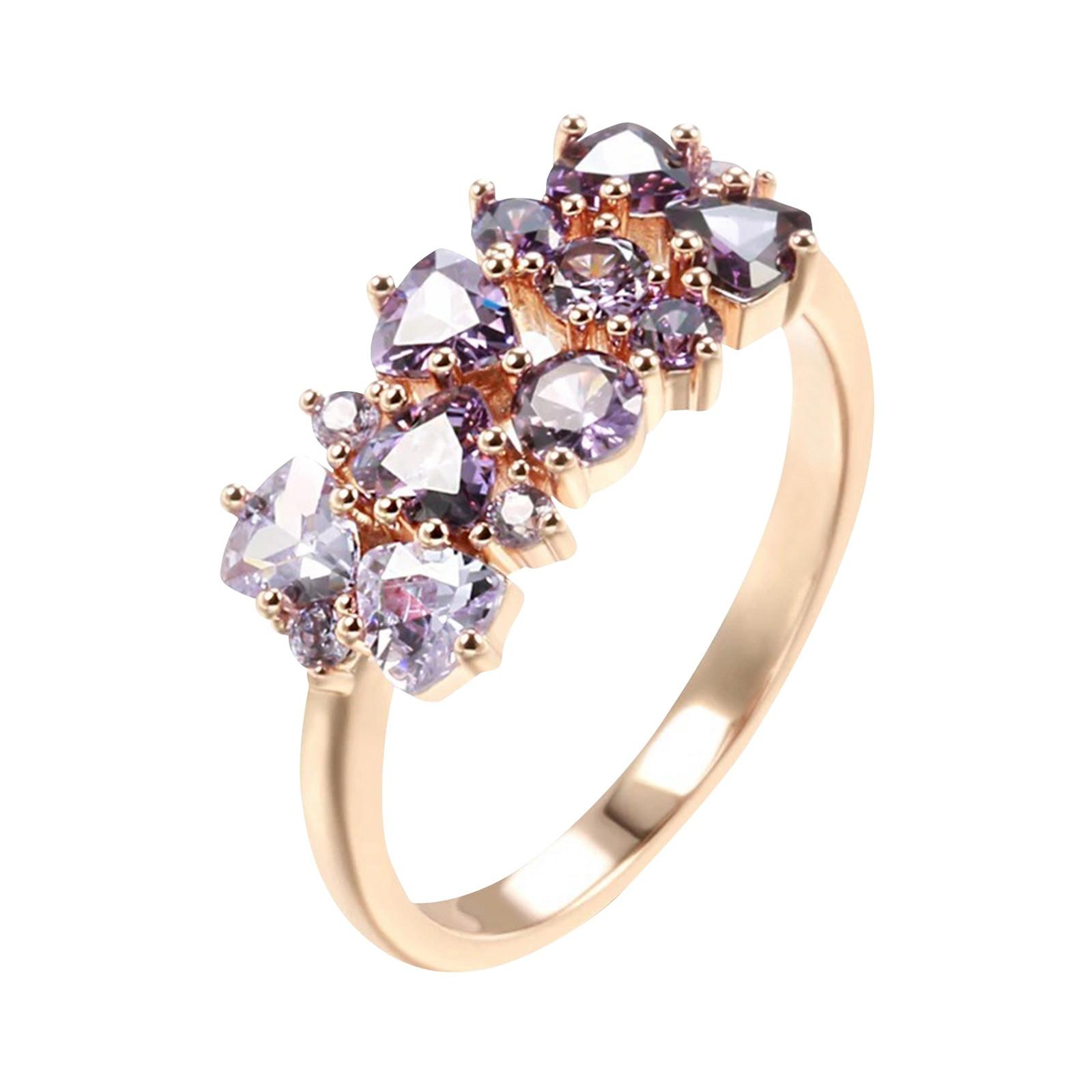 

Супер красивое женское кольцо с фиолетовым цирконом, модные украшения 9