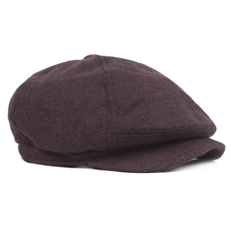 Bavlněný baret Pánská malířská čepice Newsboy čepice Klobouk Rybí kost Osmihranný klobouk