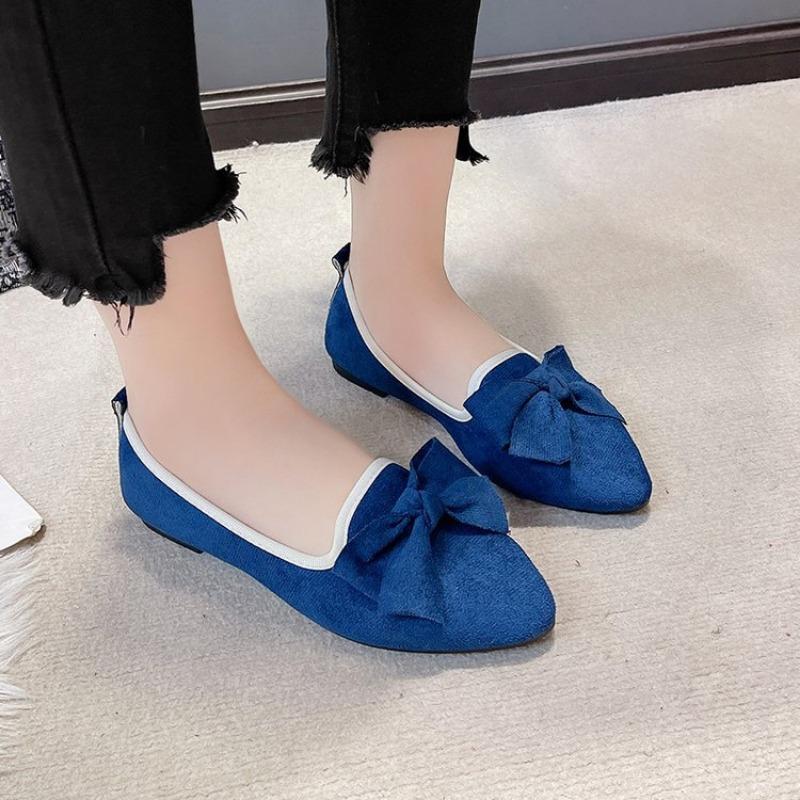Large Size Casual Single Shoes Women's Spring Bow Fashion Outer Wear Versatile Casual Doudou Shoes