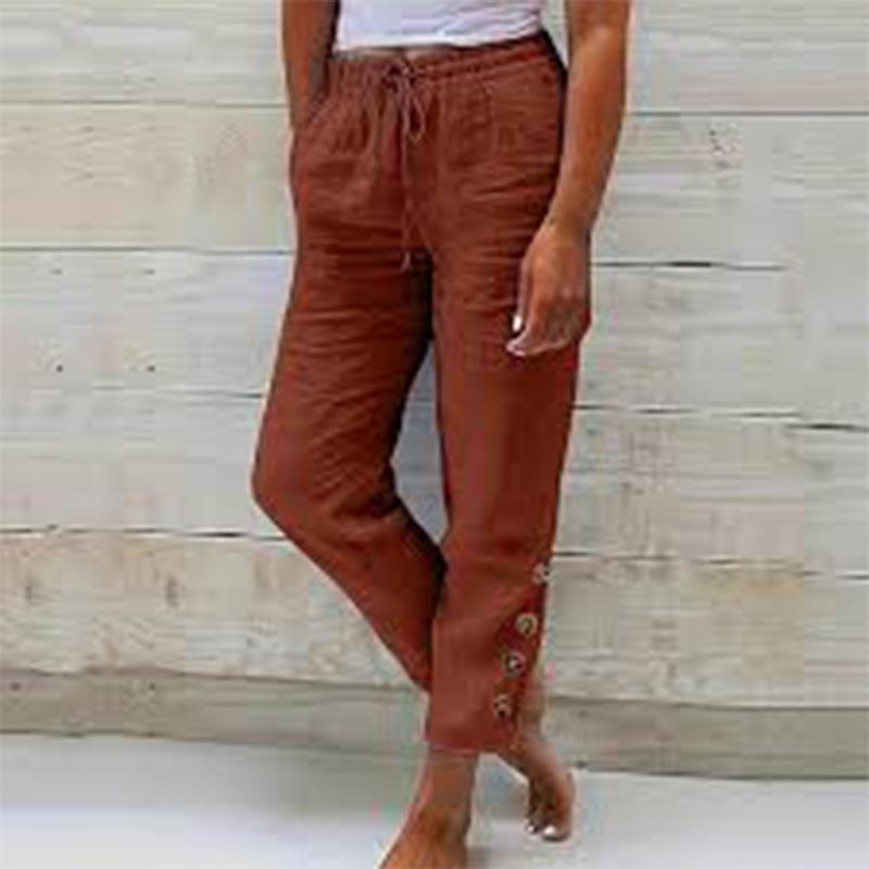 QICED Women's Fashion Casual Solid Color Print Pants & Capris