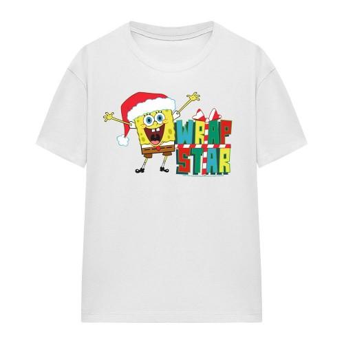 SpongeBob SquarePants Unisex Adult Wrap Star At Christmas T-Shirt