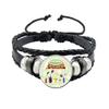 Creative Game Pikmin Cartoon Button Rope Button Glass Cabochon Handmade Black Leather Bracelet Jewelry Charm Gift