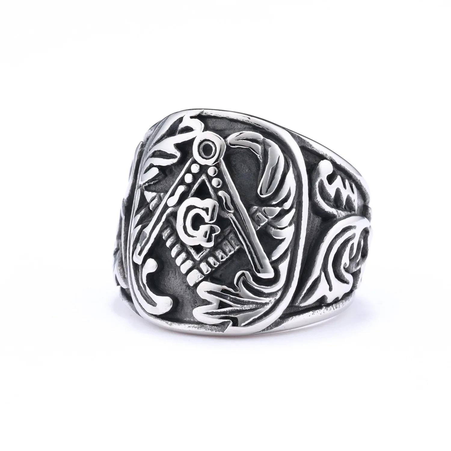 

Масонское мужское кольцо в ретро-стиле 11