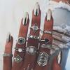 10/11Pcs Bohemia Antique Arrow Leaf Carved Rings Sets Rhinestone Knuckle Rings for Women Men Jewelry