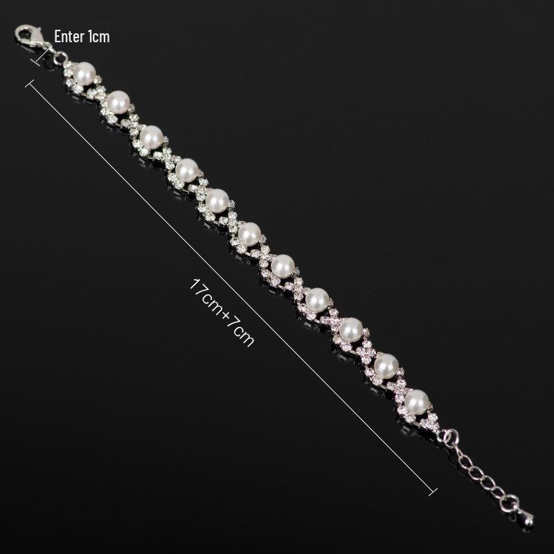 Korean Style Classic Chic Women's Pearl and Gemstone Bracelet B089