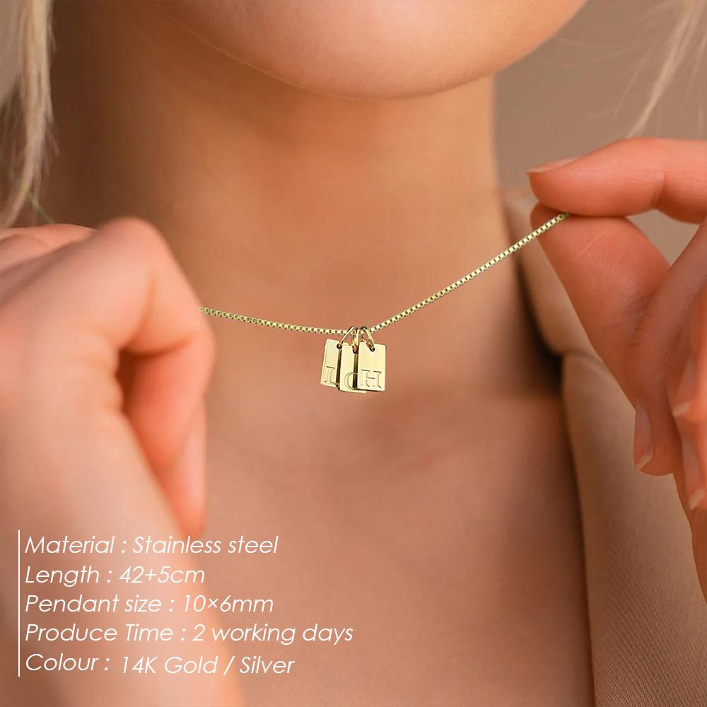 EManco Initial Letter Necklace Stainless Steel Engraved Alphabet Charm Pendant Accessories Women's Jewelry