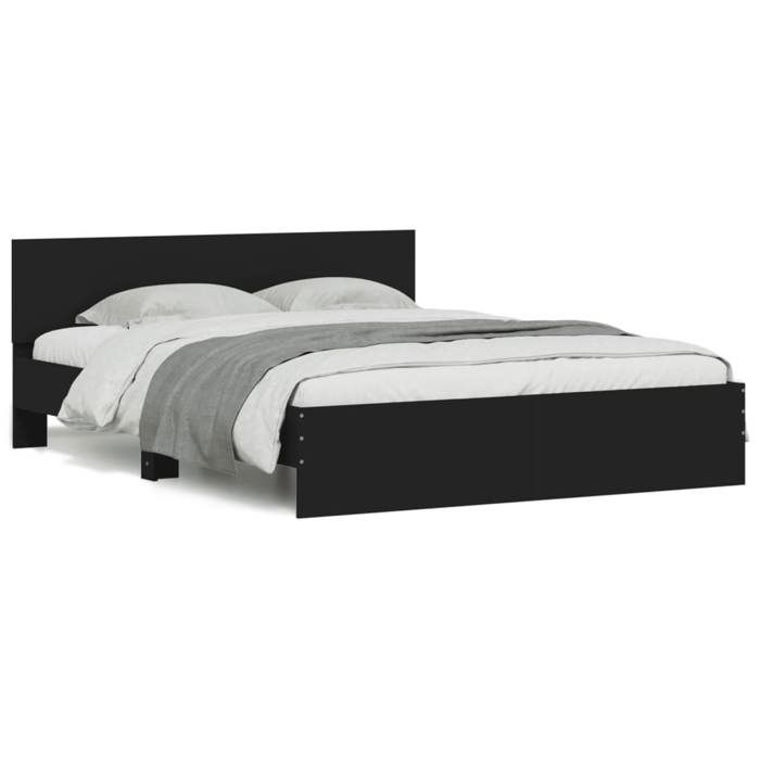 VidaXL Bed Frame with Headboard Black 140x190 Cm 3207498