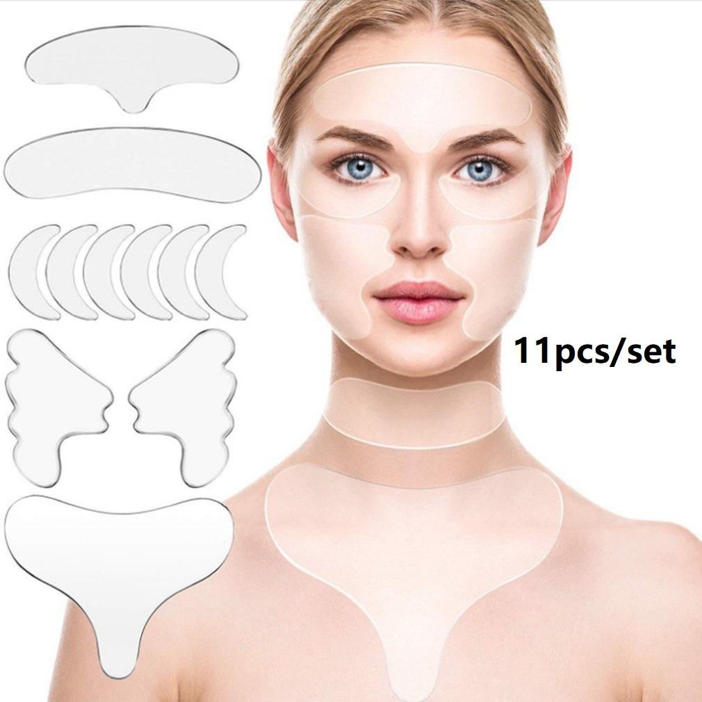 

11 Pcs/Set Silicone Anti-wrinkle Patch Face Forehead Neck Eye Sticker Skin Lifting Patches Wrinkle Remover Pads Skin Care Tool