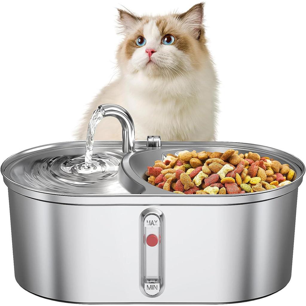 Fontaine à boire pour animaux de compagnie en acier inoxydable fontaine pour chat et chien distributeur d'eau à alimentation intelligente 3L fontaine à boire fournitures pour chat animal de compagnie