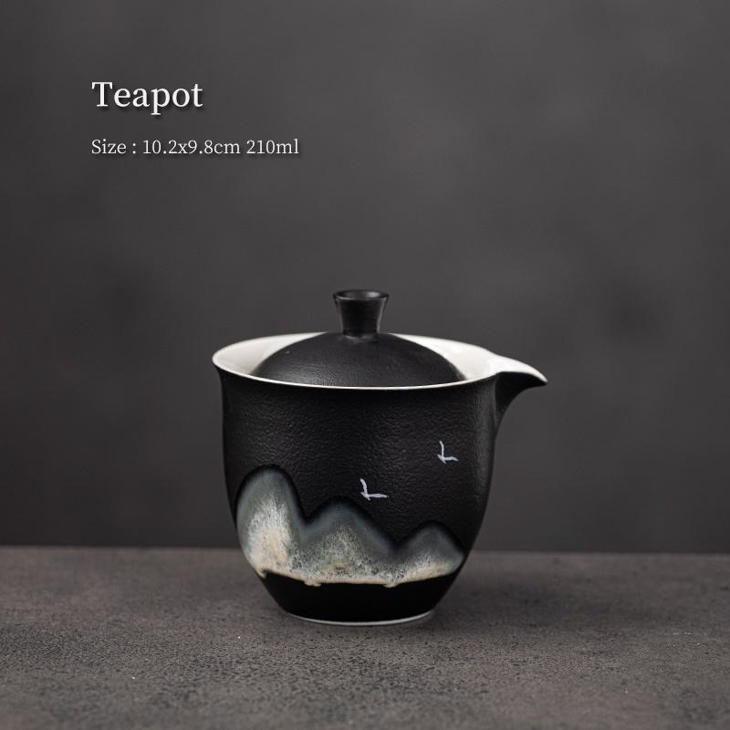 

210 мл Керамический чайник в японском стиле Черная глина Расписанный вручную Юаньшань Набор для чая Кунг-фу ceramic teapot