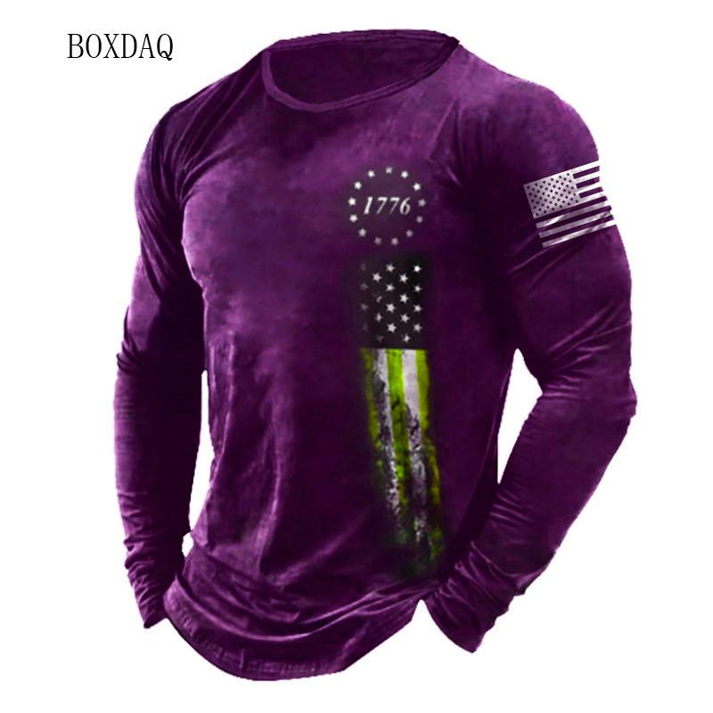 Camisetas Con Patrón De Bandera Americana Para Hombre, Ropa Informal De Manga Larga Con Estampado 3d, Moda Urbana, Talla Grande 6XL, Primavera Y Otoño