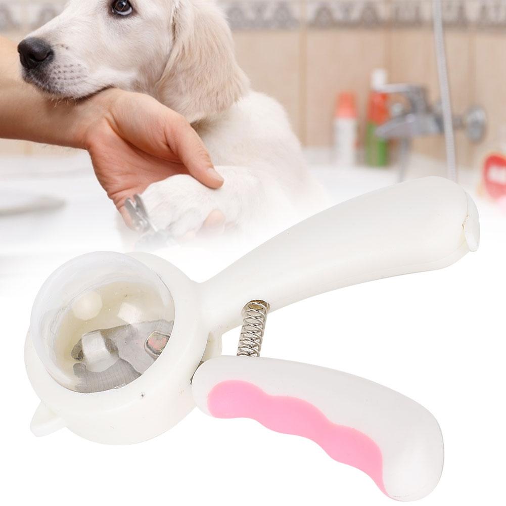 Pet Nail Clipper Scissors Cutter Trimmer Splash Proof Stainless Steel ABS for Dogs CatsPink