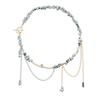 Pearl Snake Bone Chain Bead Splicing Necklace Minimalist Broken Silver Necklace Tassel Collarbone Chain Jewelry Gifts