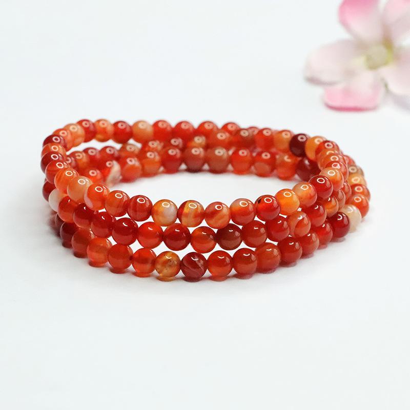 Juan Yu Red Banded Agate 108 Beads Necklace & Striped Chalcedony Multi-Turn Bracelet