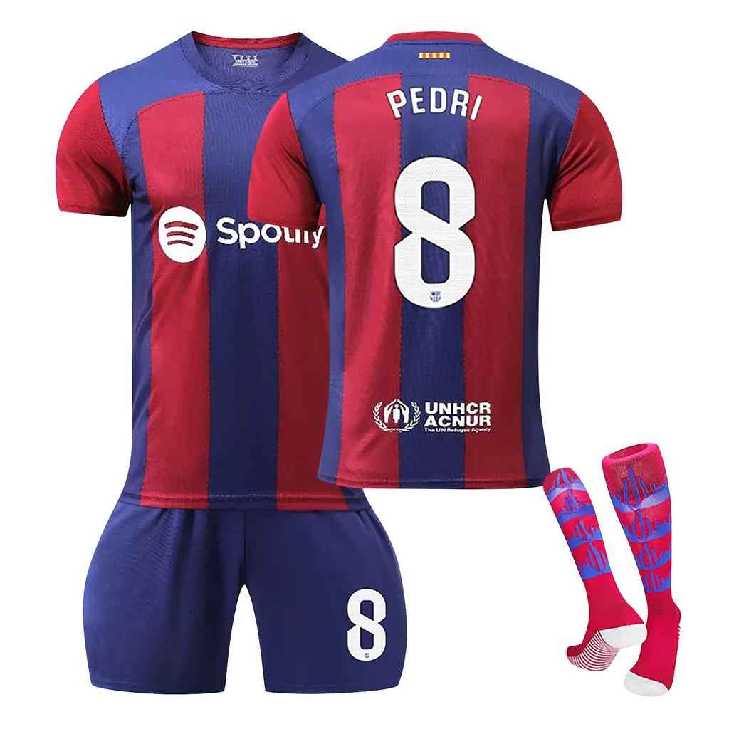 2324 Barcelona Home Football Jerseys Shorts Socks Set New Season Shorts Socks Adult Kids Size Set