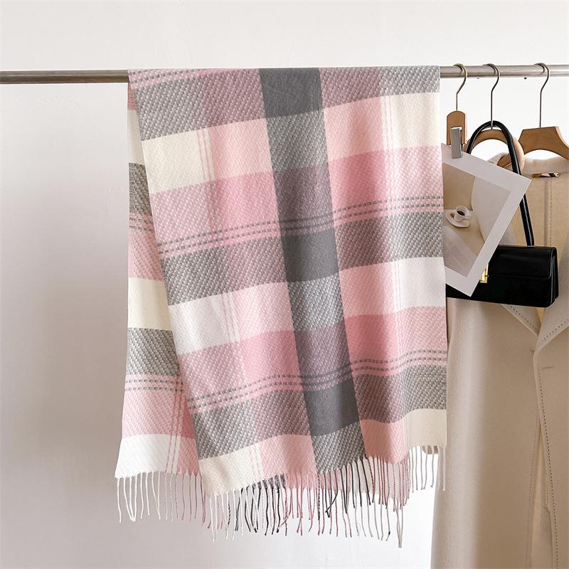 Korean Plaid Knitted Cahmere Scarf Women Shawls And Wraps Female Pashmina Bufanda Lady Thick Warm Winter Blanket Stoles New