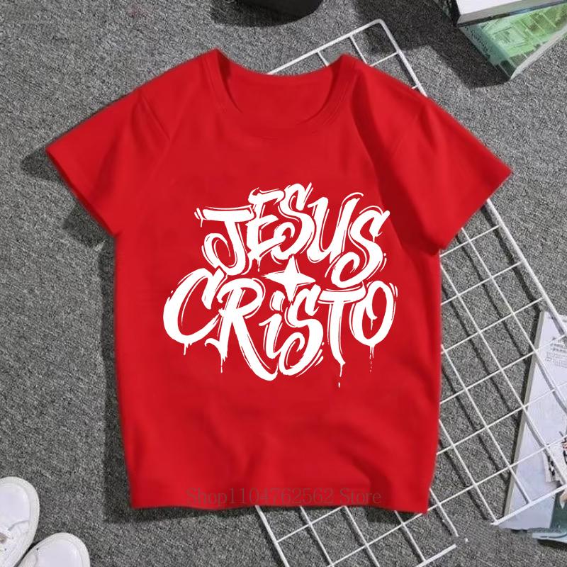 Children Clothing Jesus Print Tshirts Summer Boys Girls Casual Fashion Funny Tops Kids Colorful Crew Neck Short Sleeve Tees