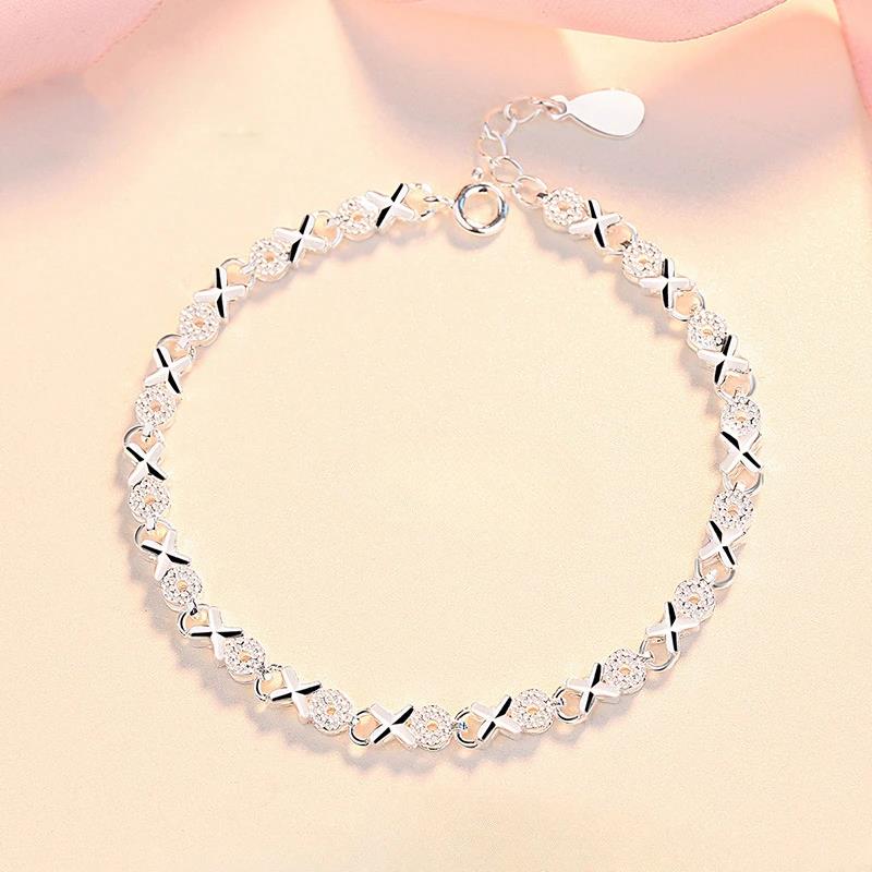 925 Sterling Silver Bead Chain Bracelets For Women Korean Sweet Double Layer Beautiful Stars Bracelets Original Jewelry Gifts