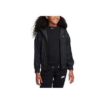 Sportswear Windrunner Hooded Waterproof Comfortable Casual Jacket Kids Jacket Black White FZ5516-010