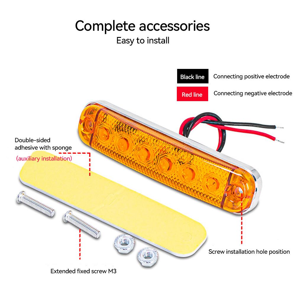 12V- 80V 6LED Trailer Side Clearance Marker Lamp Warning Lens Flashing Lights Truck Side Marker Lamp Marker