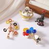 Broche de Animales de Circo Geométrico Retro de Circonita Personalidad Única Exquisito Moda Versátil Accesorios para Traje Chaqueta Regalo