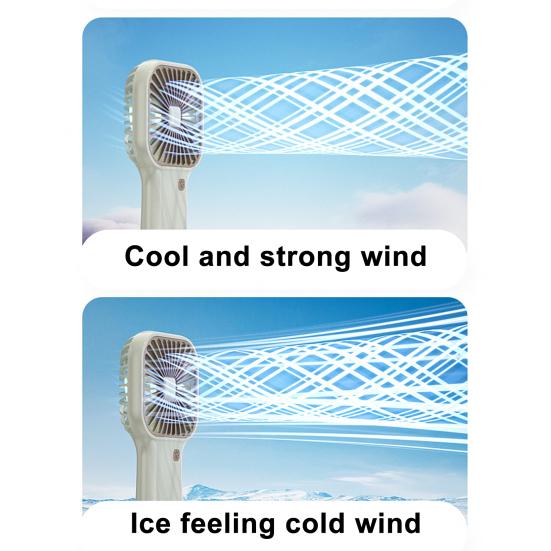 Portable Handheld Fan with Ice Cooling 6 Gear Wind Mini Personal Fans with Detachable Base Lightweight Rechargeable Fan for Office Travel Camping