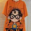 Europäisches Oversized Damen-T-Shirt mit Cartoon-Print - Sommerkollektion 2025