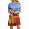 Vacation Short Sleeve T-Shirt Dress Women 3D Print Loose Plus Size Beach Dresses