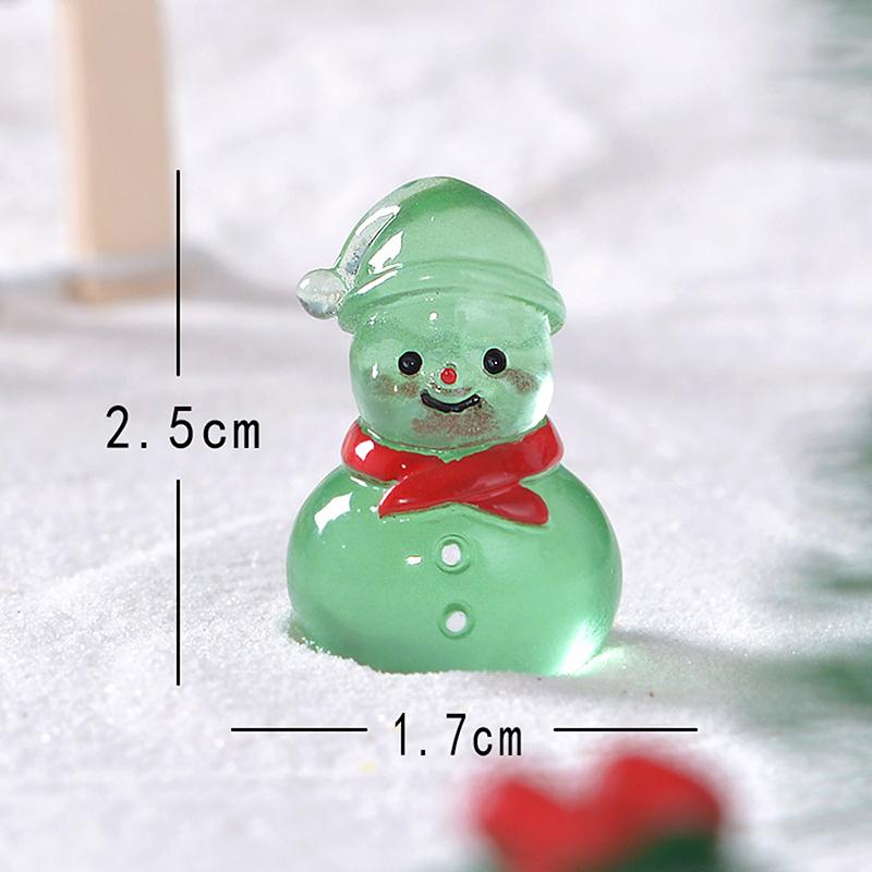 1Pc Luminous Micro Landscape Snowman Ornaments Diy Resin Christmas Garden Decoration Outdoor Patio Lawn Yard Garden Accessories