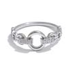 Yhpup 678# High Quality Stainless Steel Cubic Zirconia Setting Link Finger Ring Exquisite Stylish Jewelry Daily Gift for Self