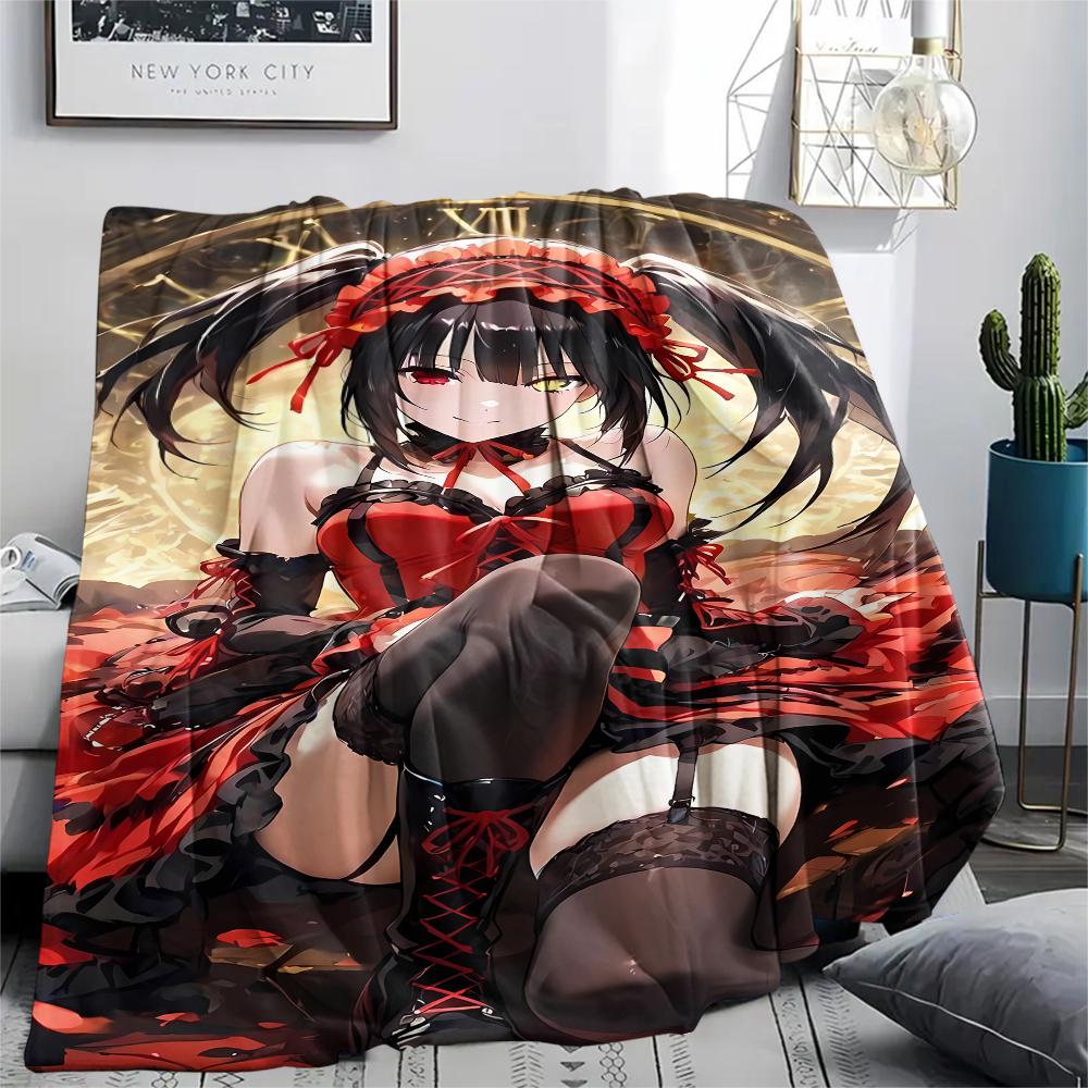 1PC Kurumi Print Flannel Blanket, High quality All Seasons, Home Decor, Warmth and Comfort, Perfect for Christmas Gifts