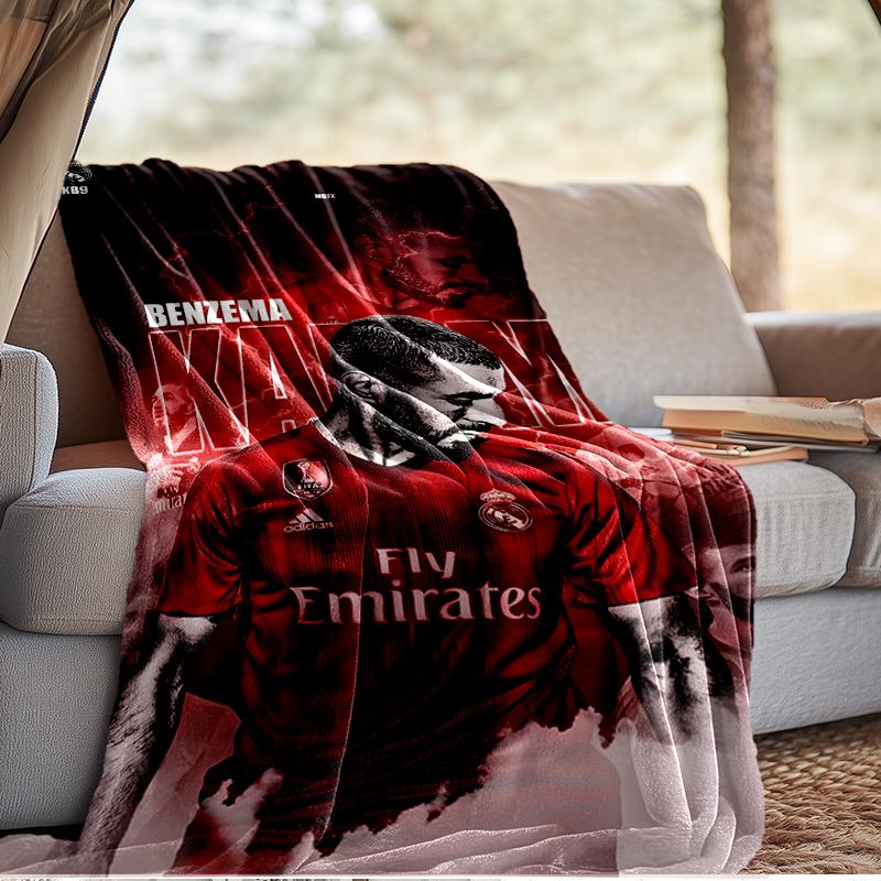 Real Madrid Karim Forever Blanket Lightweight Ideal Bedding Blanket Perfect for Travel, Camping, Living Rooms, Offices, Sofas, Fan Christmas gift