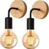Modern Minimalist Iron Wall Lamp With Wooden Base For Bedroom Living Room Decor