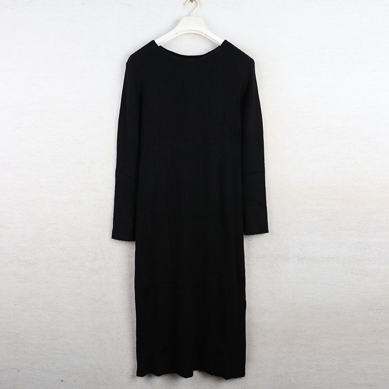 Sunshine House Spring New Arrival Export European and American Plus Size Women's Clothes Round Neck Long Sleeves Long Dress Sweater Slim Looking