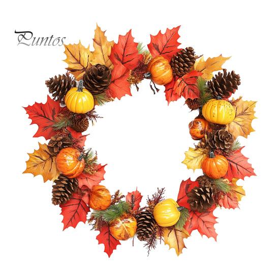 Autumn Theme Party Supplies Thanksgiving Day Wall Sticker, Pumpkin/Pinecone/Leaf Print Garland Shape Waterproof PVC Fall Window Clings Decal,