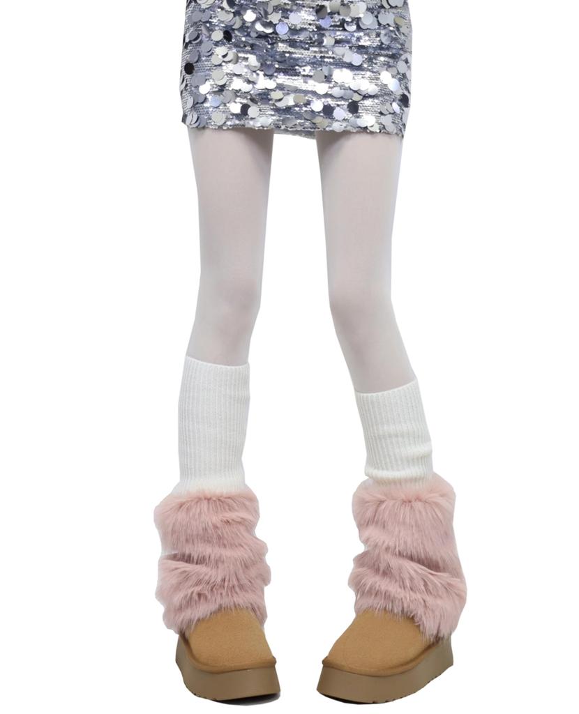 Leg Ankle Cold Loose Cold Mine Type [Laisve] Warmers, Fluffy, Warmers, Fur, Knit, Patchwork, Fluffy, Warm, Protection, Long, Women's, Socks,