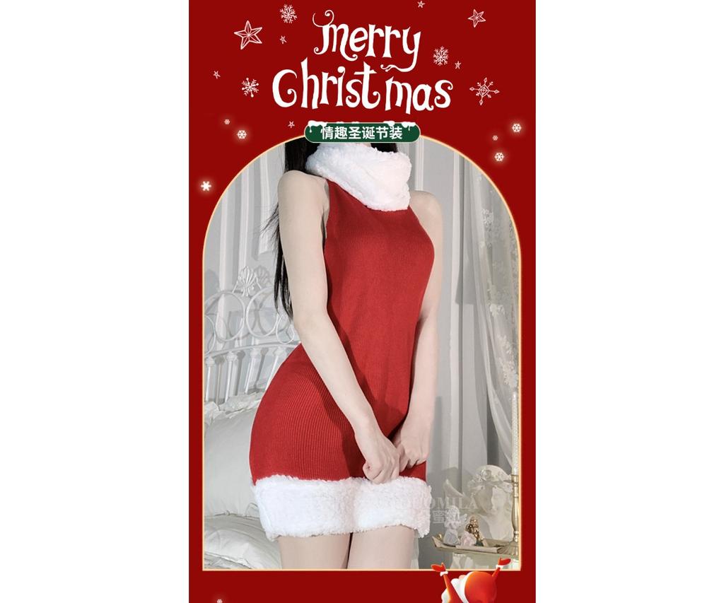 Sex Lingerie Christmas Cospla Sexy Turtleneck Sweater Leak Back Elk Suit Pure Desire Couple Bed Passion