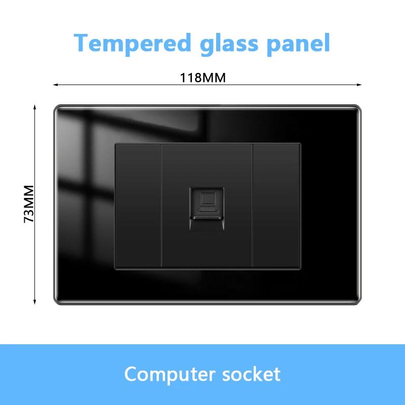 American Black Tempered Glass 15A Light Electrical Switch,US Plug USB Type-c Quick Charge Wall Power Outlet,Mexico Switch Outlet
